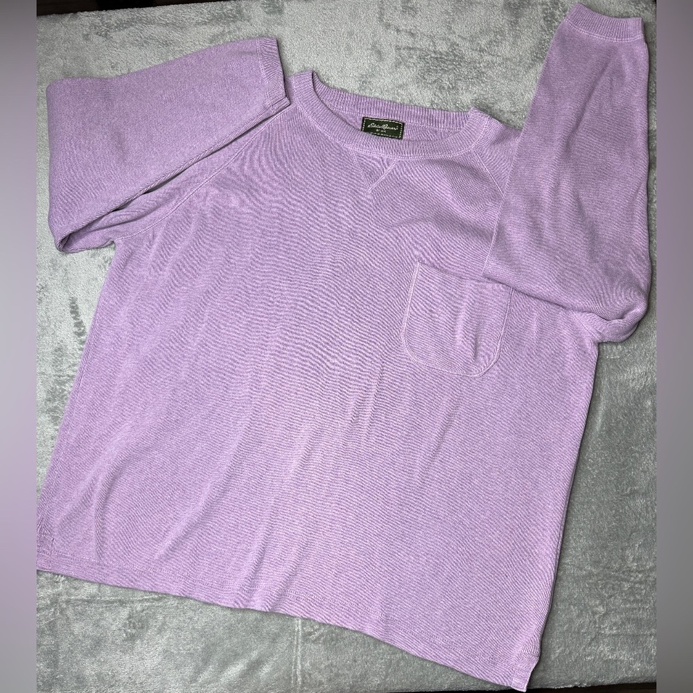 Eddie Bauer Womens Pullover Sweater Long Sleeve Crew Neck Large Purple Cotton